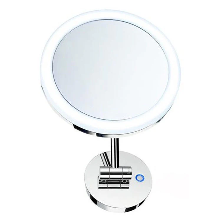 Shaving/Make Up Mirror Wall Mount with Dual LED Light Polished Chrome Round Framed 200 Millimeter - Frankwebs