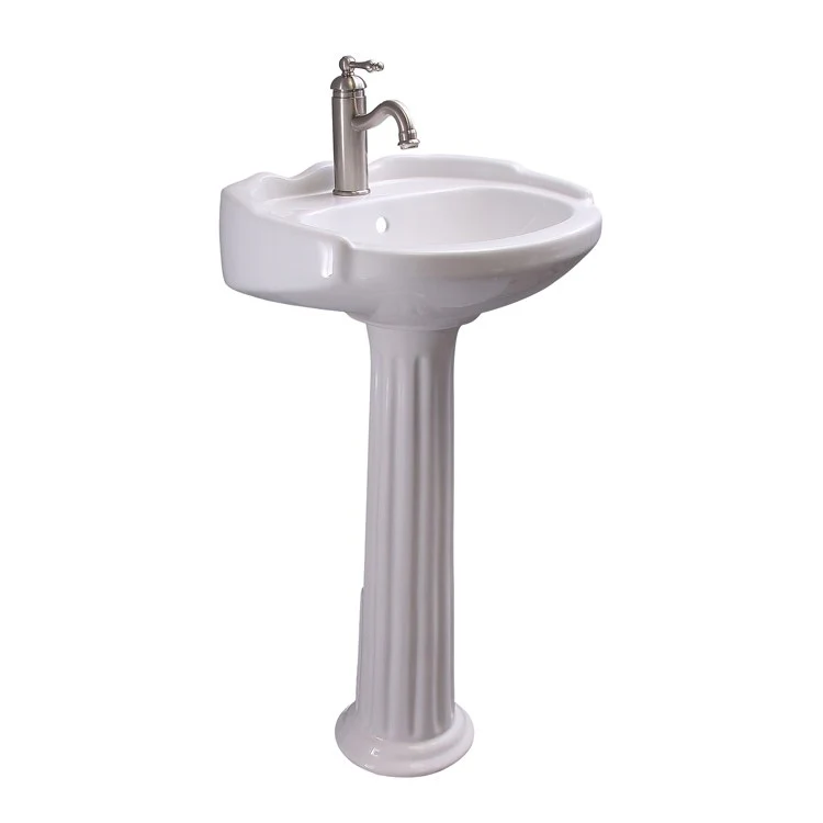 Pedestal Lavatory 20 Inch Silvi White Oval 1 Hole - Frankwebs