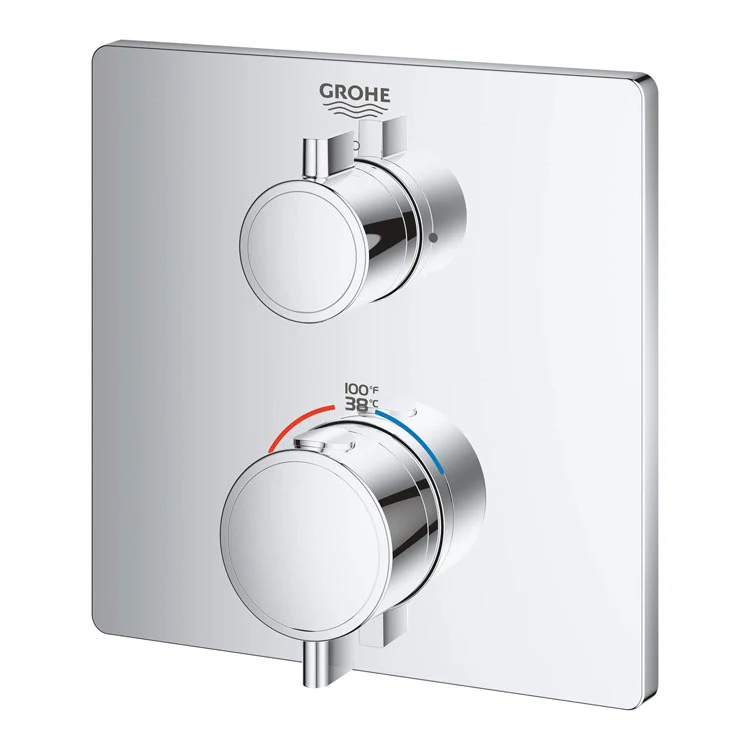 Grohtherm Square Two Handle Dual-Function Thermostatic Valve Trim - Frankwebs
