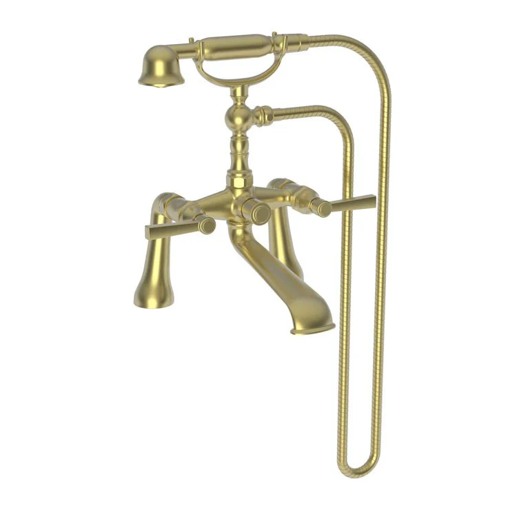 Tub Filler Astor Deck Mount Exposed with Handshower 7-1/4 Inch Spread 2 Lever ADA Antique Nickel 2 Hole - Frankwebs