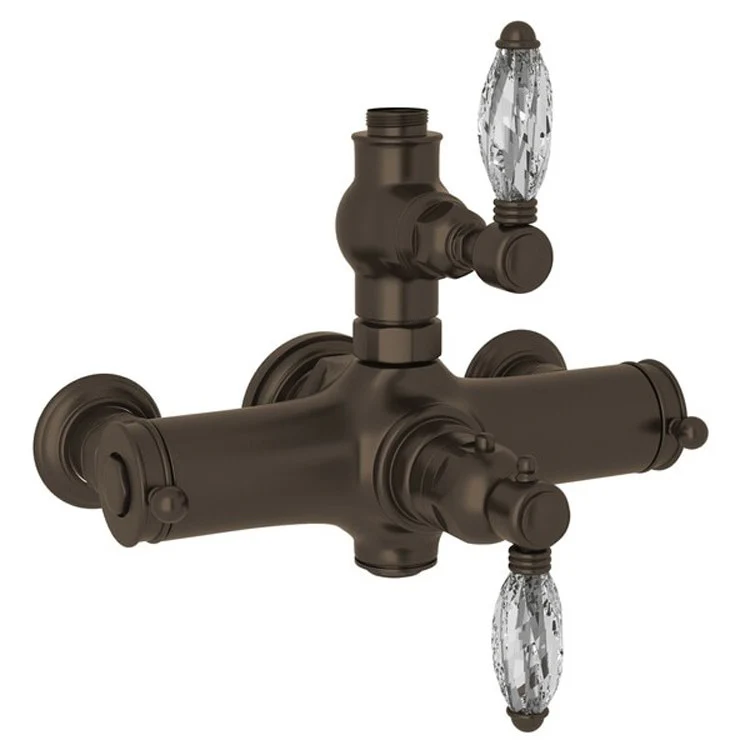 Thermostatic Valve Exposed with Volume and Temperature Control 2 Crystal Lever Satin Nickel - Frankwebs