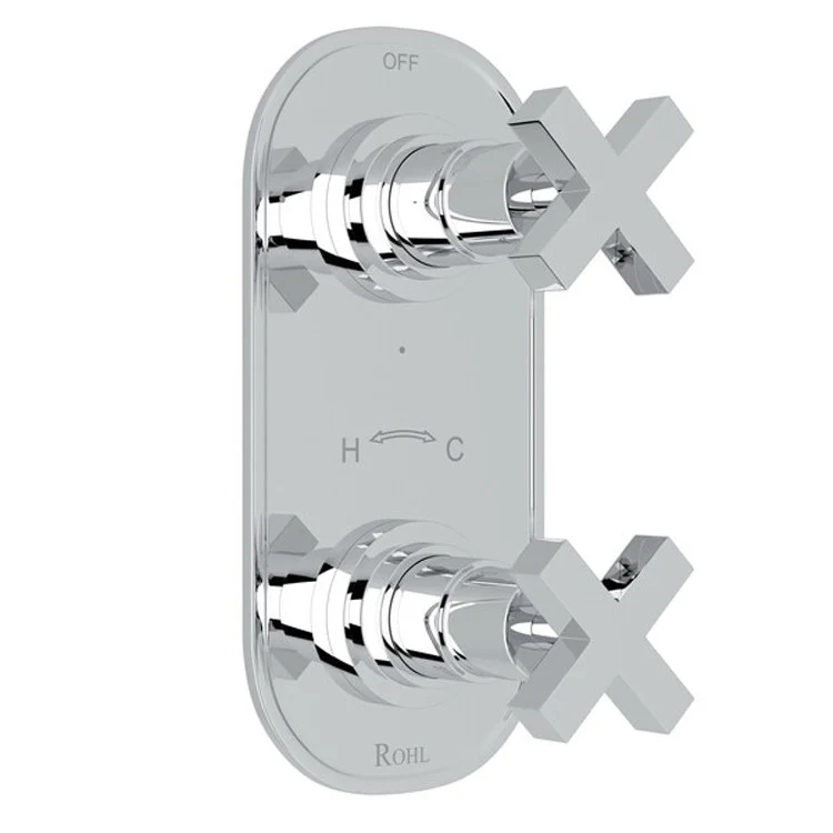 Thermostatic Trim Lombardia 1/2 Inch with Diverter 2 Cross Polished Nickel 6.7 Gallons per Minute Brass - Frankwebs