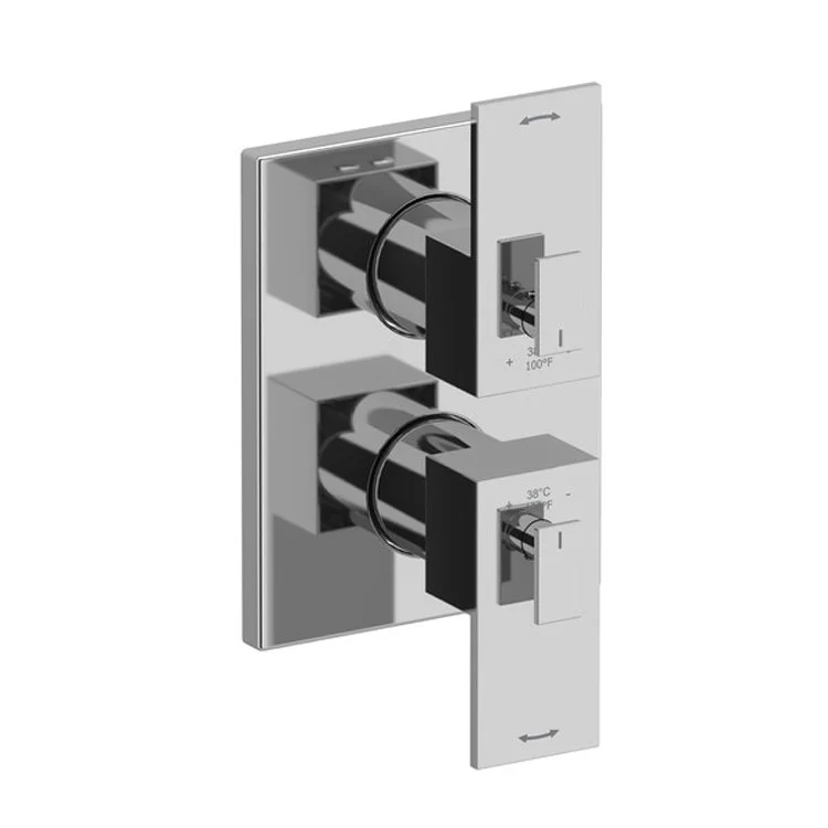 Thermostatic Valve Kubik Pressure Balance System Rectangular 4-Way 2 Lever Chrome 5-1/2W x 7-1/8H Inch - Frankwebs