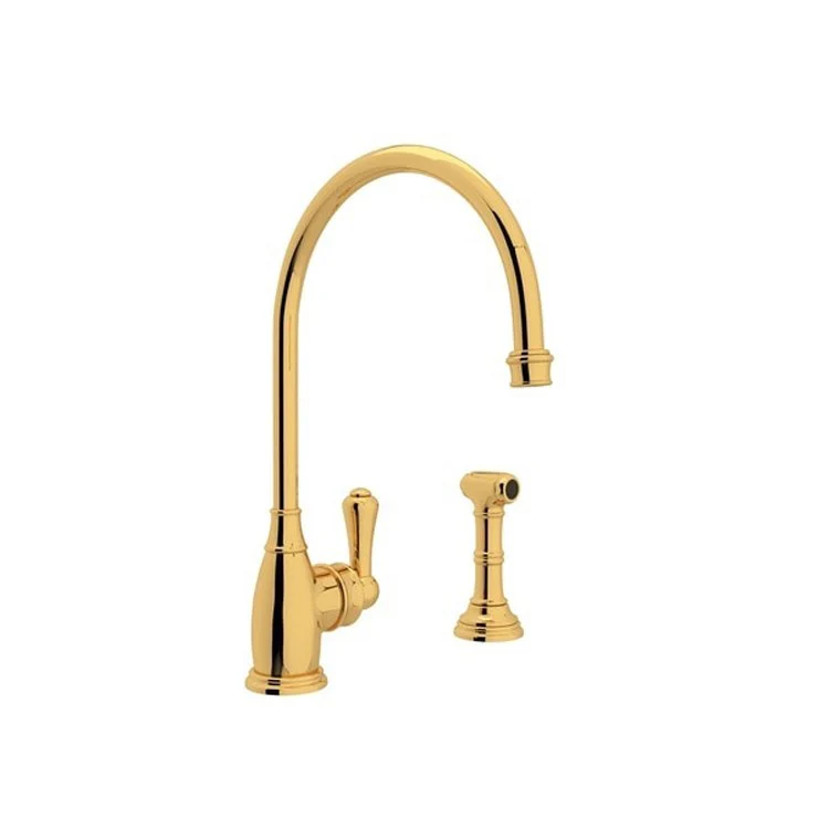 Kitchen Faucet Georgian Era 1 Lever Satin English Gold C-Spout 1.8 Gallons per Minute - Frankwebs