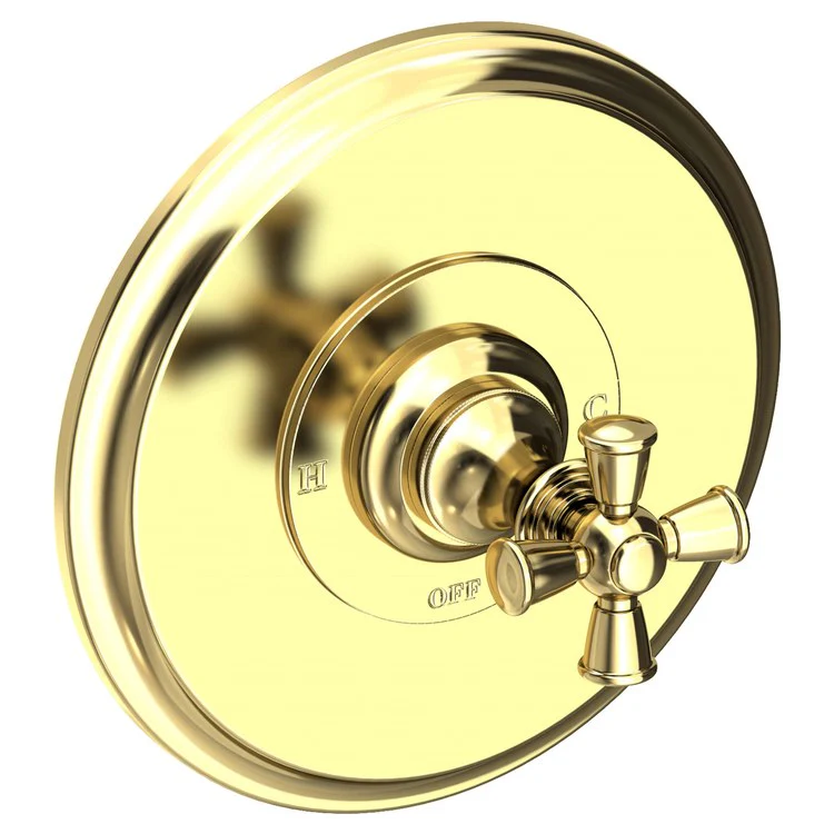 Pressure Balance Valve Trim Sutton Round 1 Cross Polished Gold PVD ADA Depth 4 Inch - Frankwebs