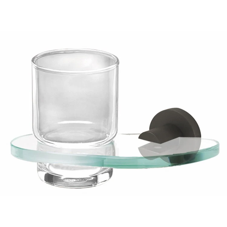 Tumbler Holder Contemporary I Bath Satin Brass Includes Tumbler Wall Mount Brass/Glass 5 x 6-3/4 Inch - Frankwebs