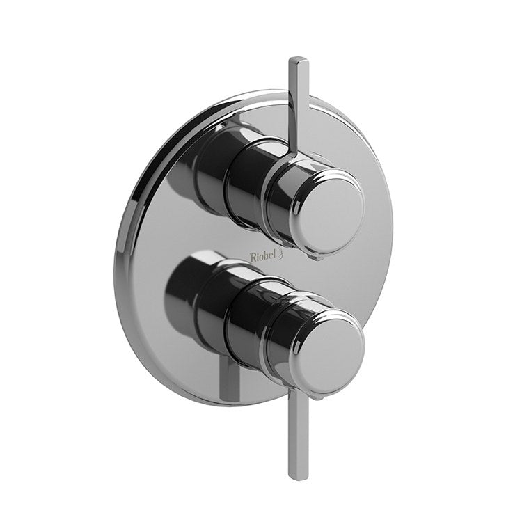 Thermostatic Valve Momenti Pressure Balance System Round 4-Way 2 Lever Polished Nickel/Black ADA 7-1/8W x 7-1/8H Inch - Frankwebs