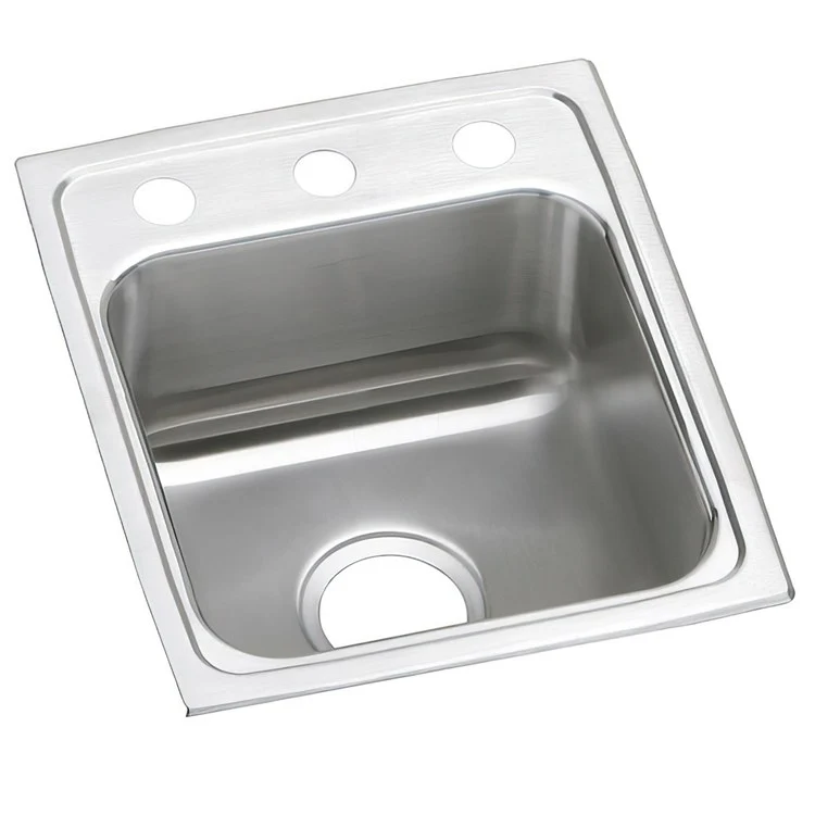 Kitchen Sink Lustertone Classic 13 x 16 Inch Single Bowl ADA Lustrous Satin Drop-In Square Drain Location Center Depth 6-1/2 Inch Bottom Only Pads - Frankwebs