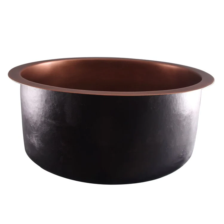 Bar Sink 18L x 18W Inch Single Bowl Verona Drum Smooth Antique Copper Undermount/Drop In Round - Frankwebs