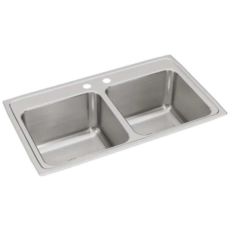 Kitchen Sink Lustertone Classic 33 x 19.5 Inch Double Bowl Equal 2 Hole Lustrous Satin Drop-In 10-1/8 Inch - Frankwebs