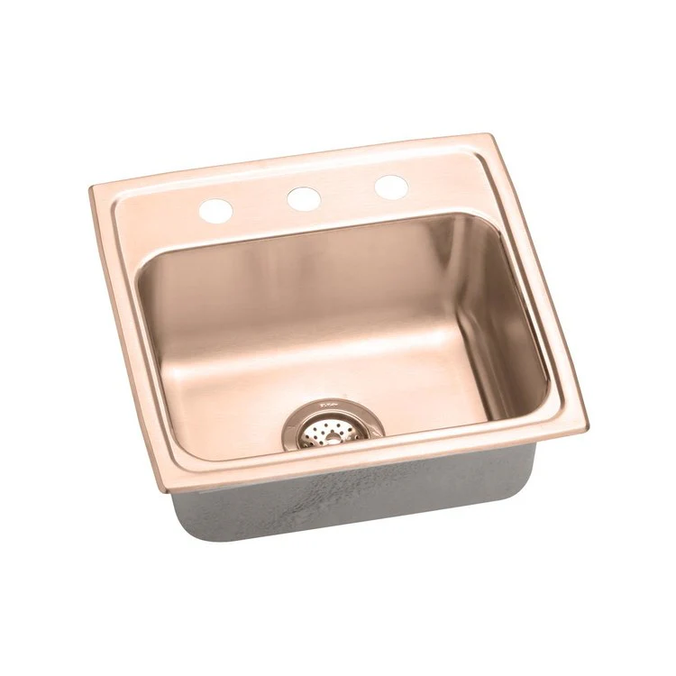 Kitchen Sink 19.5 x 19 Inch Single Bowl ADA Copper Drop-In Rectangle Drain Location Rear Center Depth 6-1/2 Inch Full Spray Sides and Bottom - Frankwebs