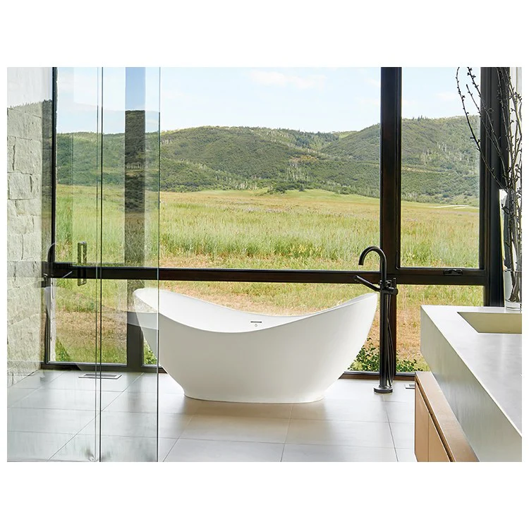 Soaking Tub Juliet 72 x 36 Inch Freestanding Center Biscuit Gloss Sculpturestone 102 Gallons 31-1/2 Inch - Frankwebs