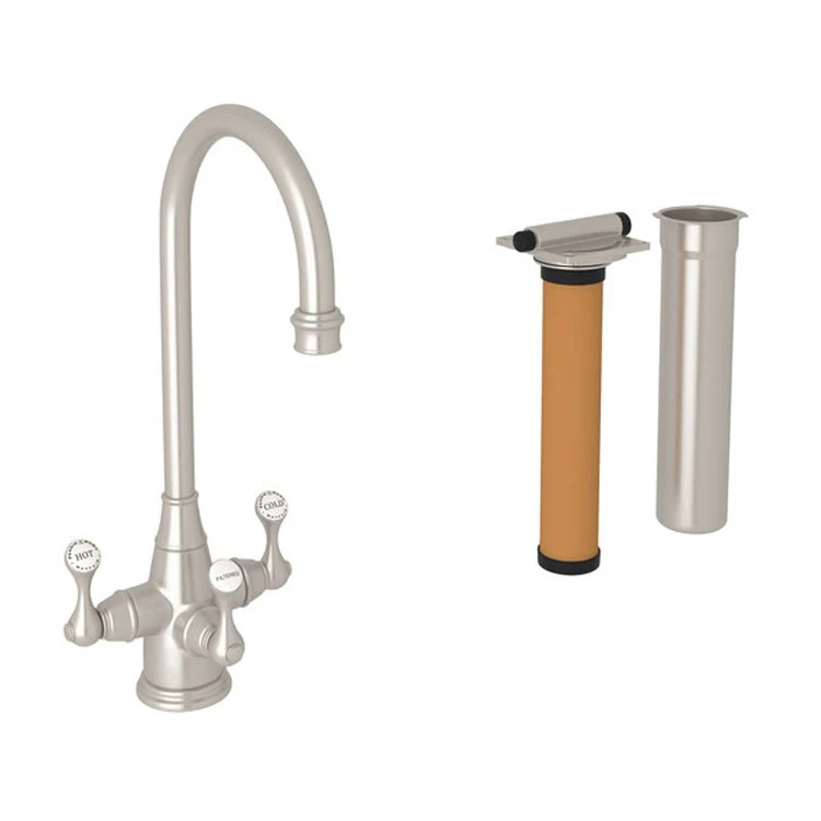 Bar Faucet Georgian Era with Filtration Kit 3 Lever C-Spout with 0.5GPM Filtration Feature Polished Chrome 1.5 Gallons per Minute - Frankwebs