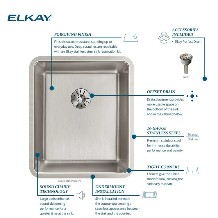 Kitchen Sink Lustertone Iconix 16 x 18.5 Inch Single Bowl with Perfect Drain Luminous Satin Undermount - Frankwebs