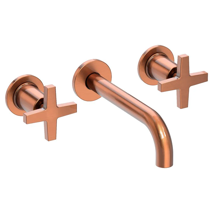 Lavatory Faucet Dorrance Wall Mount 8 Inch Spread 2 Cross ADA Watersense French Gold PVD 1.2 Gallons Per Minute Brass Less Drain Spout Reach 7-1/9 Inch - Frankwebs