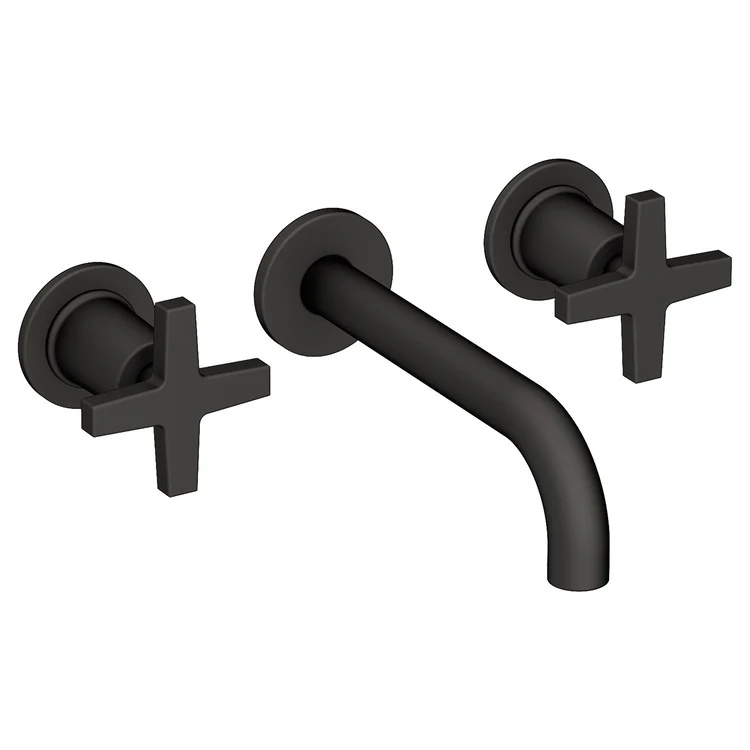 Lavatory Faucet Dorrance Wall Mount 8 Inch Spread 2 Cross ADA Watersense French Gold PVD 1.2 Gallons Per Minute Brass Less Drain Spout Reach 7-1/9 Inch - Frankwebs