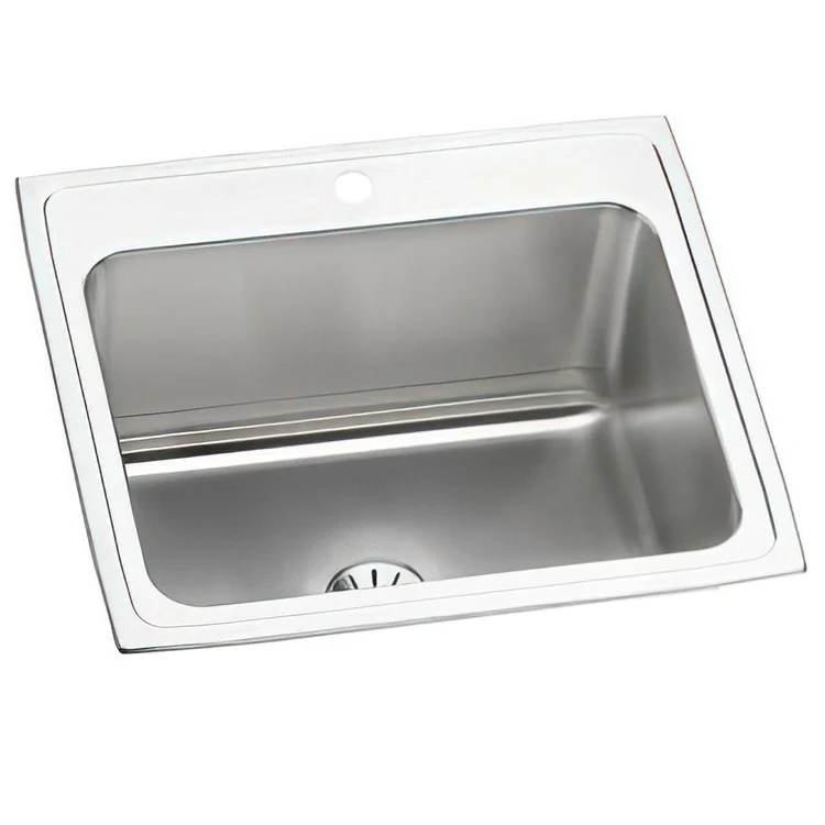 Kitchen Sink Lustertone Classic 25 x 22 Inch Single Bowl with Perfect Drain 1 Hole Lustrous Satin Drop-In - Frankwebs