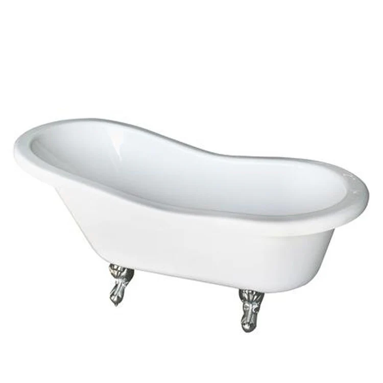 Freestanding Tub Isadora 67 Inch Double Slipper Oval Acrylic White/Black Ball and Claw No Faucet Holes - Frankwebs