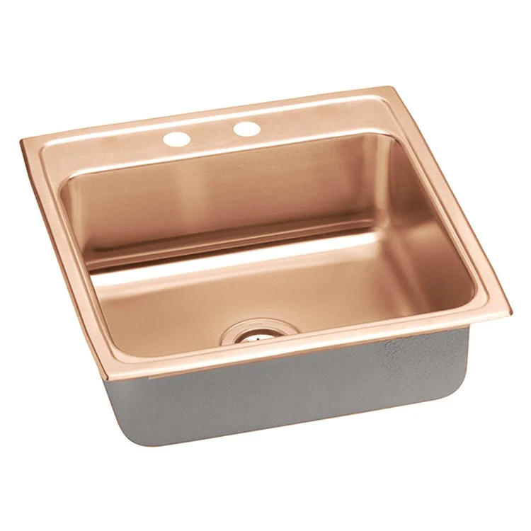 Kitchen Sink 22 x 22 Inch Single Bowl MR2 Hole ADA Copper Drop-In Square Drain Location Rear Center Depth 6-1/2 Inch Full Spray Sides and Bottom - Frankwebs