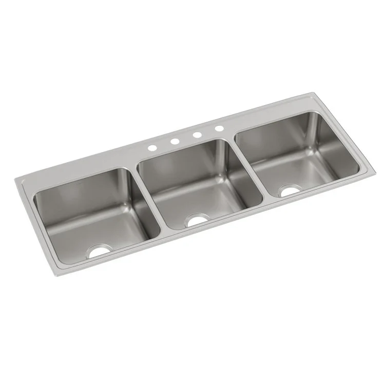 Kitchen Sink Lustertone Classic 54 x 22 Inch Triple Bowl 4 Hole Lustrous Satin Drop-In Drain Location Center Bottom Only Pads - Frankwebs