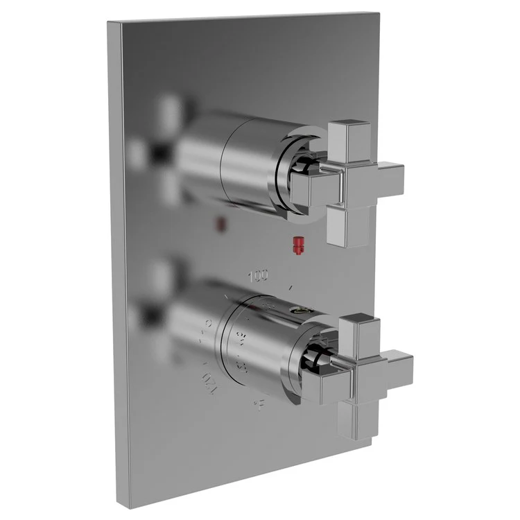 Thermostatic Trim Malvina Rectangular Plate 2 Cross Flat Black ADA for Luxtherm 1/2 Inch Rough Valve Face Plate Diverter and Temperature-Adjust Handles Brass - Frankwebs