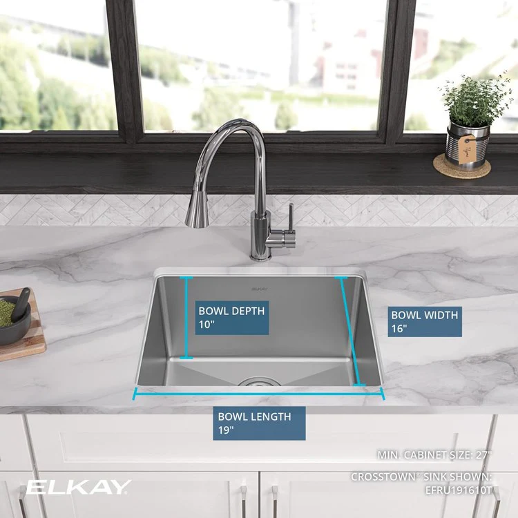 Kitchen Sink Crosstown 21.5 x 18.5 Inch Single Bowl Polished Satin Undermount - Frankwebs