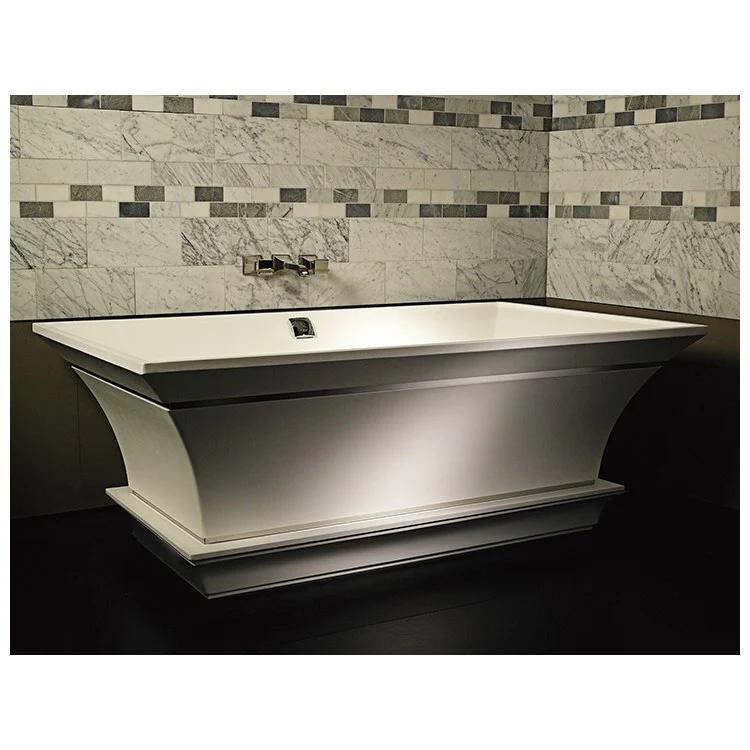 Soaking Tub Intarcia 67 x 40 Inch with Inverted Pedestal Center White Gloss Sculpturestone 90 Gallons 24-3/4 Inch - Frankwebs