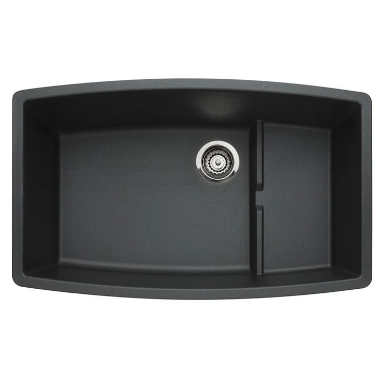 Kitchen Sink Performa Cascade 32 x 20 Inch Single Bowl with 8x17-1/2 Inch Raised Ledge Coal Black Undermount - Frankwebs