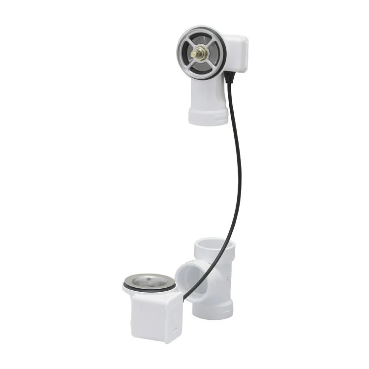 Waste and Overflow Assembly Turn Control with 17 Inch Cable 2-1/2 Inch Plastic Stainless Steel 1-1/2 Inch - Frankwebs