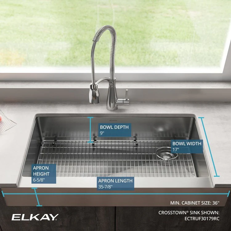 Kitchen Sink Crosstown 36 x 20.25 Inch Single Bowl Kit Polished Satin Farmhouse - Frankwebs