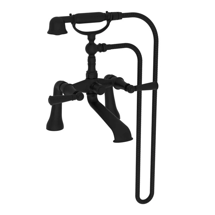 Tub Filler Aylesbury Deck Mount Exposed with Handshower 7-1/4 Inch Spread 2 Lever ADA Antique Copper 2 Hole - Frankwebs