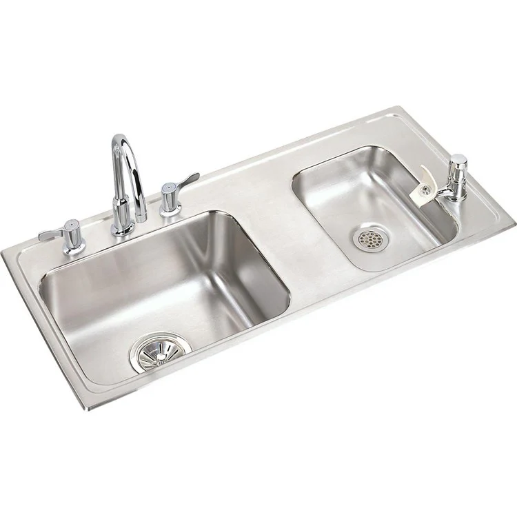 Classroom Sink Lustertone 37-1/4 x 17 x 4 Inch 3-7/8 Inch 3-1/2 Inch 2 Bowl ADA Right Kit 4 Hole Lustrous Satin Drop-In 42 Inch - Frankwebs