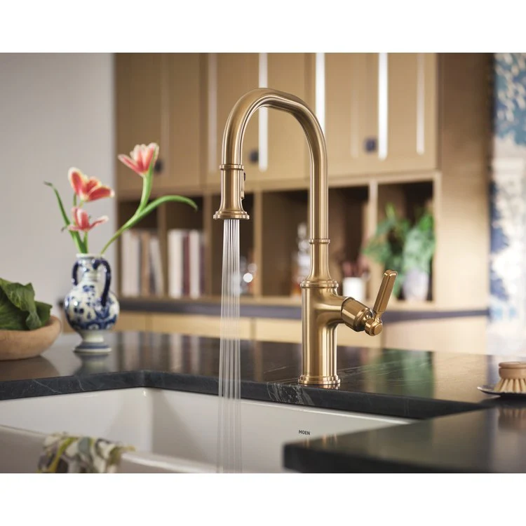 Kitchen Faucet Smyth 1 Lever ADA Bronzed Gold High Arc 1/3 Hole PowerBoost 1.5 Gallons per Minute - Frankwebs