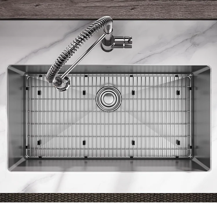 Kitchen Sink Crosstown 32.5 x 18 Inch Single Bowl Kit with Faucet 1 Hole Polished Satin Undermount - Frankwebs