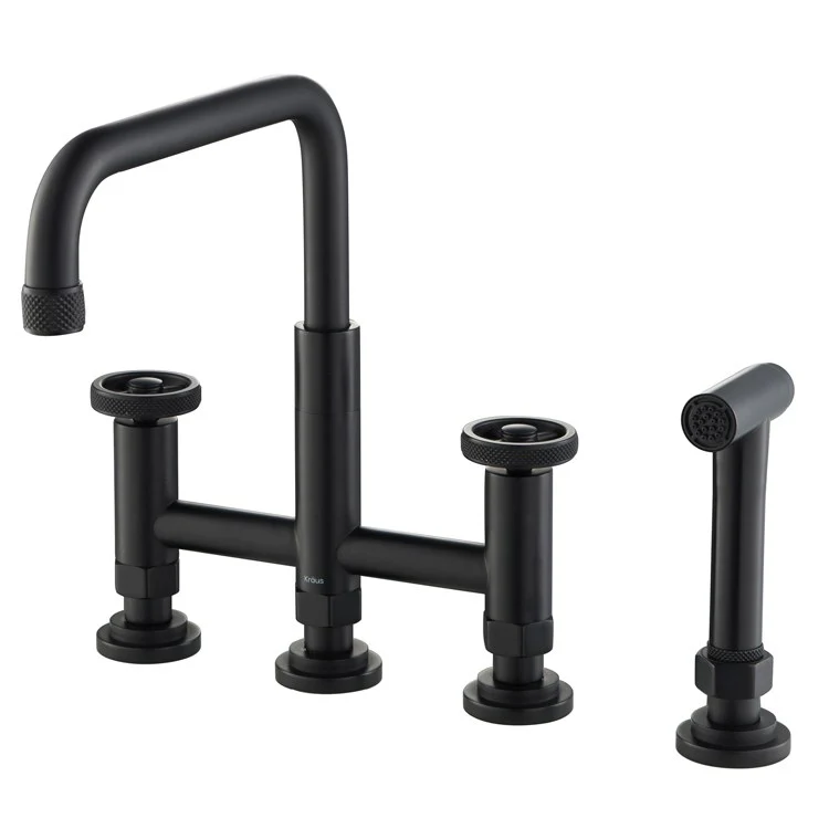 Urbix Industrial Bridge Kitchen Faucet with Side Sprayer - Frankwebs