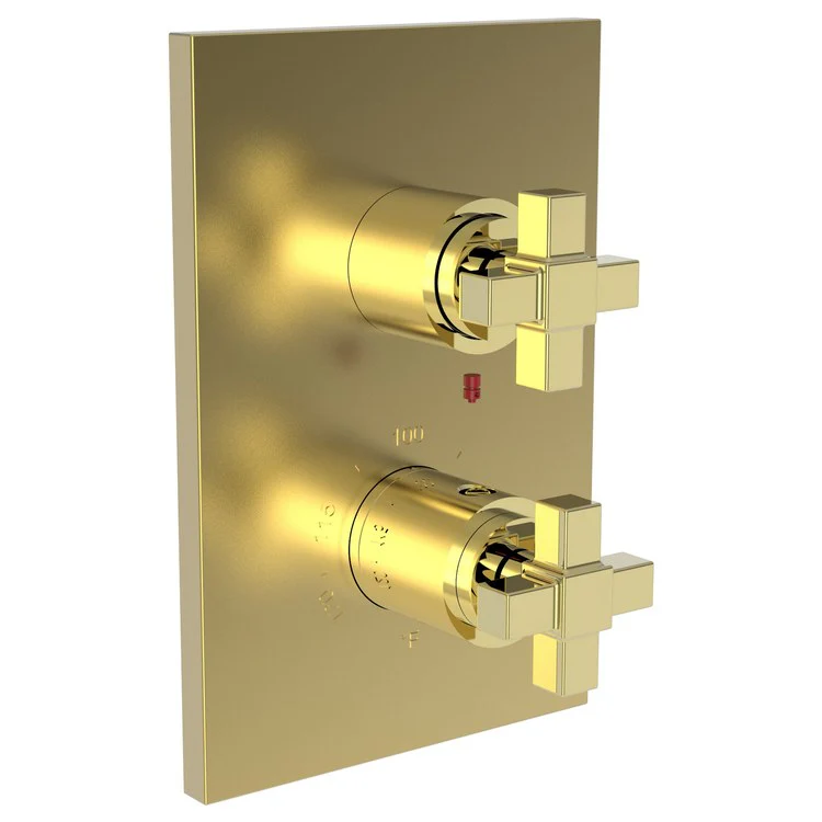 Thermostatic Trim Malvina Rectangular Plate 2 Cross Flat Black ADA for Luxtherm 1/2 Inch Rough Valve Face Plate Diverter and Temperature-Adjust Handles Brass - Frankwebs