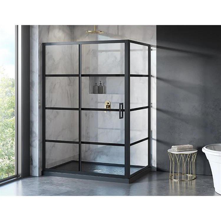 Shower Door Latitude 2-Sided 48 x 79 Inch Matte Black Clear with Black 5/16 Inch - Frankwebs