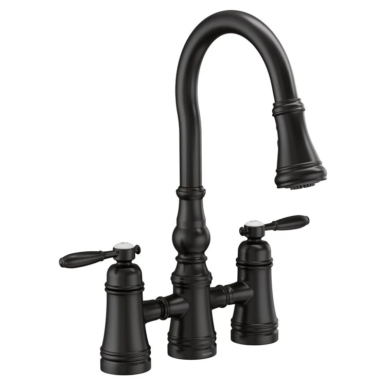 Kitchen Faucet Weymouth 2 Lever Cross ADA Matte Black 1.5 Gallons per Minute - Frankwebs