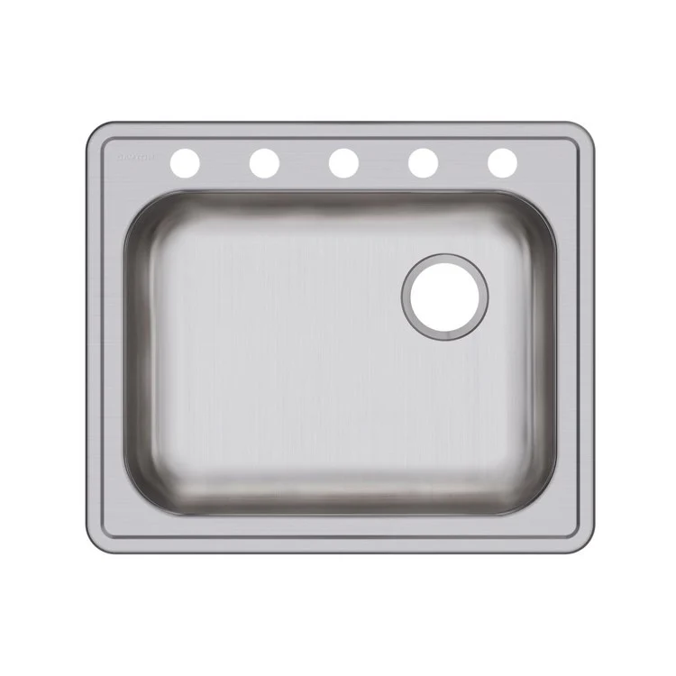 Kitchen Sink Dayton 25 x 21.25 Inch Single Bowl 5 Hole ADA Satin Drop-In Rectangle Drain Location Rear Right Depth 5-3/8 Inch Bottom Only Pads - Frankwebs
