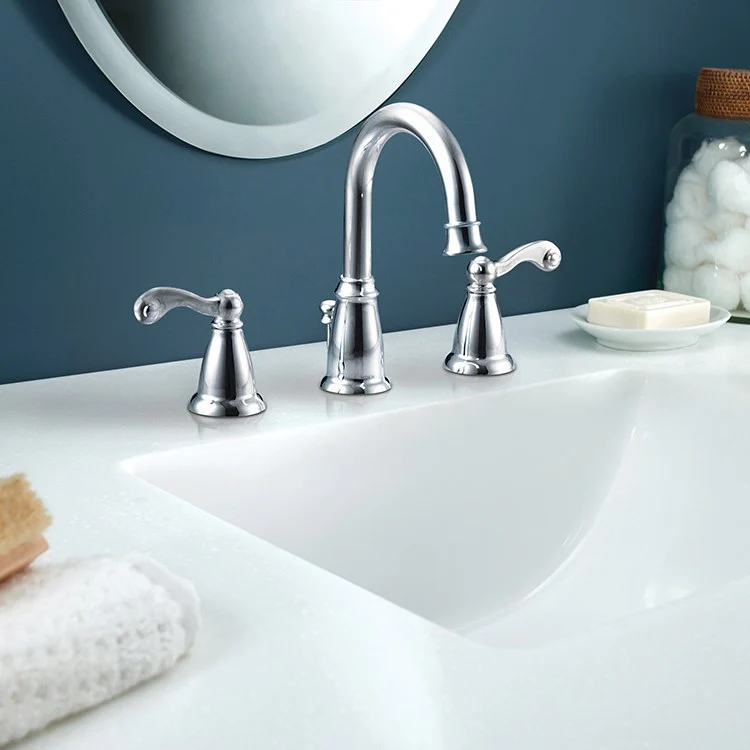 Traditional Two Handle High-Arc Widespread Bathroom Faucet with Drain - Frankwebs