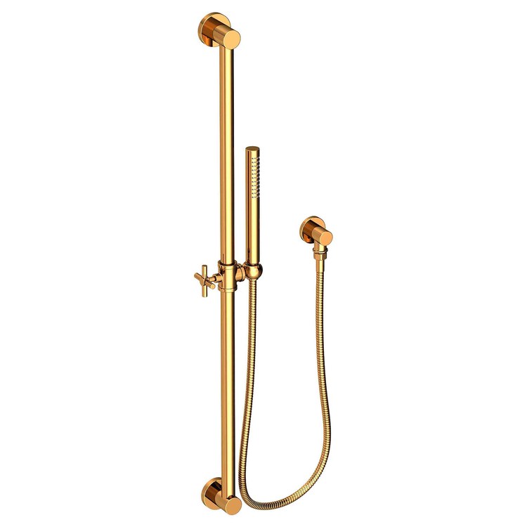 Handshower Set Tub and Shower Slidebar with Cross Handle Polished Gold PVD 1 Function 1.8 Gallons per Minute - Frankwebs