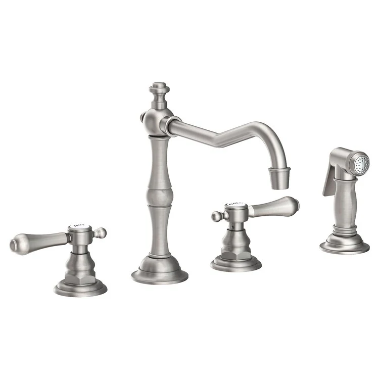 Kitchen Faucet Chesterfield 8 to 20 Inch Spread 2 Lever ADA Satin Gold PVD Pull Out Sidespray Spout Height 5-5/9 Inch Spout Reach 9-1/2 Inch 1.8 Gallons per Minute - Frankwebs