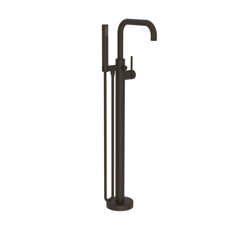 Tub Filler East Square Exposed Freestanding with Handshower 1 Lever ADA Forever Brass PVD Brass 1.8GPM Handshower - Frankwebs