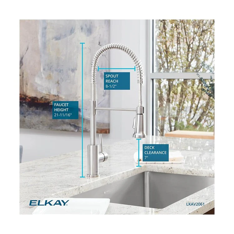 Kitchen Faucet Avado Deck Mount 1 Lever ADA Lustrous Steel Semi-Pro 1 Hole Spout Height 21-11/16 Inch - Frankwebs