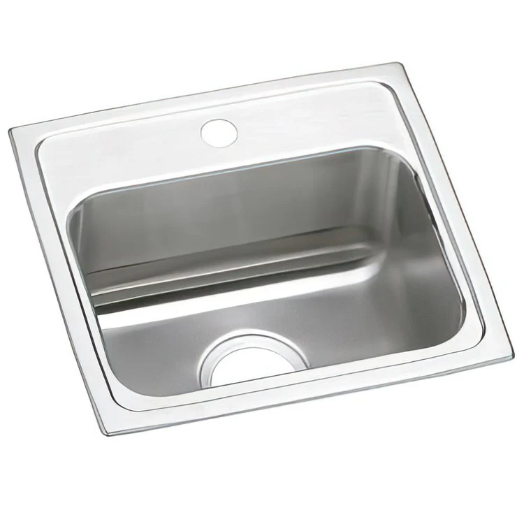 Kitchen Sink Lustertone Classic 17 x 16 Inch Single Bowl 1 Hole ADA Lustrous Satin Drop-In Rectangle Drain Location Center Depth 6 Inch Bottom Only Pads - Frankwebs