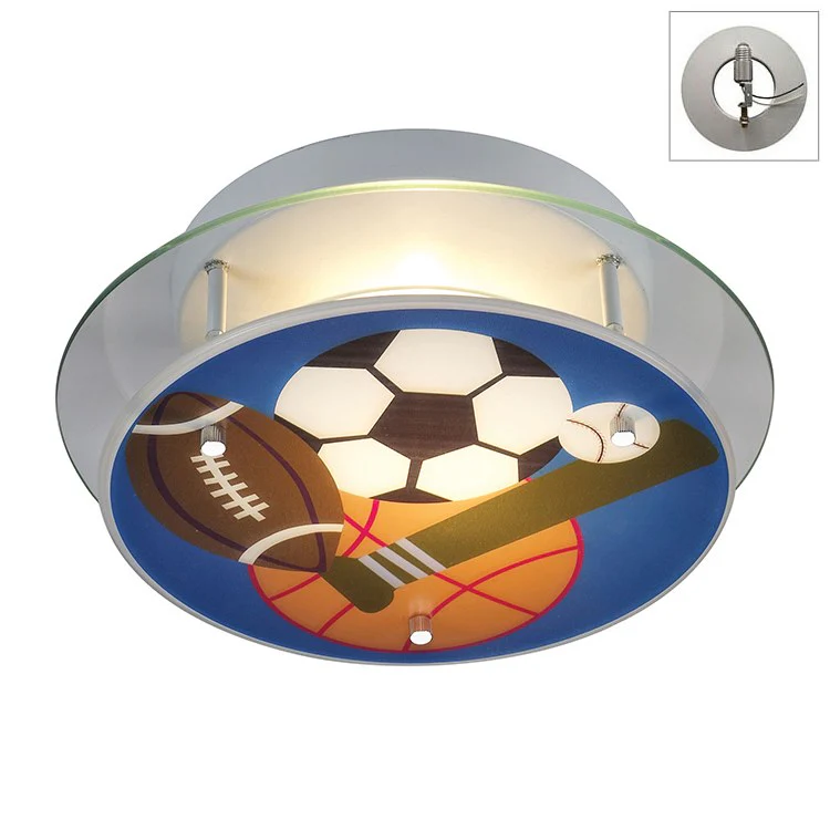Novelty Sports Themed Two-Light Semi-Flush Mount Ceiling Fixture with Recessed Lighting Kit - Frankwebs