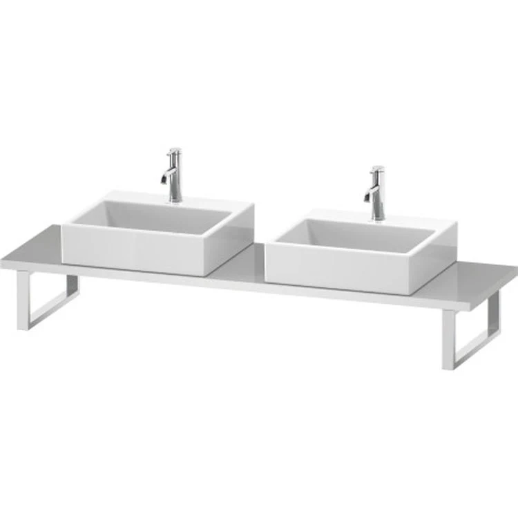 Lavatory Console L-Cube Cappuccino High Gloss Double Basin Compact 31-1/2 x 18-7/8 Inch Ceramic 1-1/8 Inch - Frankwebs