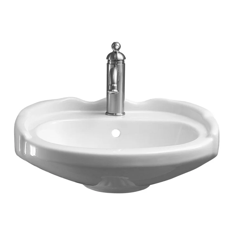 Lavatory Sink Silvi Wall Hung with Overflow 20 Inch Oval White - Frankwebs
