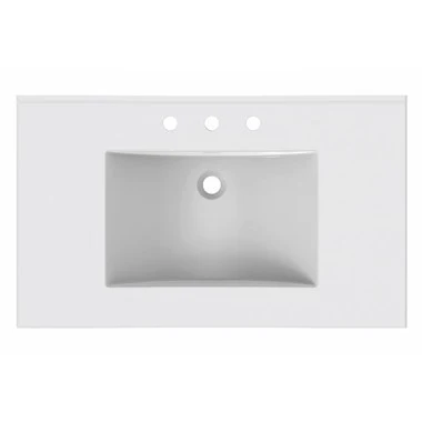Vanity Top Ceramic Top Centerset 37 x 22 Inch White 8 Inch Spread Ceramic 3 Hole 1-4/5 Centimeter - Frankwebs