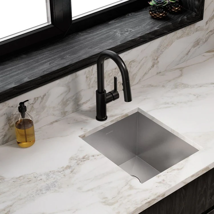 Kitchen Sink Crosstown 16 x 18.5 Inch Single Bowl Polished Satin Undermount Drain Location Rear Center Includes 1000001401 Template - Frankwebs